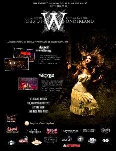 Flyer for Wicked Wonderland at Bayou Live and Verizon Wireless Theater on Oct 29, 2011
